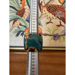 Tagua Nut Statement Ring - Size 8.5 - Turquoise Color